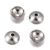 201 Stainless Steel Bead Caps, Half Round, Stainless Steel Color, 4x1.5mm, Hole: 0.8mm, 50pcs/Set