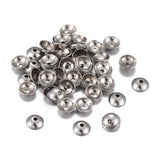 201 Stainless Steel Bead Caps, Half Round, Stainless Steel Color, 4x1.5mm, Hole: 0.8mm, 50pcs/Set