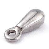 Tarnish Resistant 304 Stainless Steel Charms, Chain Extender Teardrop, Stainless Steel Color, 7.5x2.5x2.3mm, Hole: 1mm, 100pc/Set