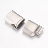 Tarnish Resistant 304 Stainless Steel Magnetic Clasps with Glue-in Ends, Frosted, Rectangle, Stainless Steel Color, 24x12x7.5mm, Hole: 5x10mm, 5Set/Set