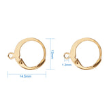 304 Stainless Steel Leverback Earring Findings, with Horizontal Loop, Real 24K Gold Plated, 14.5x12mm, Hole: 1.2mm, Pin: 0.8x1mm, 100pc/Set