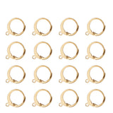 304 Stainless Steel Leverback Earring Findings, with Horizontal Loop, Real 24K Gold Plated, 14.5x12mm, Hole: 1.2mm, Pin: 0.8x1mm, 100pc/Set