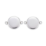 304 Stainless Steel Cabochon Connector Settings, Plain Edge Bezel Cups, Flat Round, Stainless Steel Color, Tray: 12mm, 20x13x2mm, Hole: 2mm, 100pcs/Set