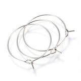 316L Surgical Stainless Steel Hoop Earring Findings, Wine Glass Charms Findings, Stainless Steel Color, 30x25x0.7mm, 21 Gauge, 20pc/Set