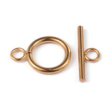 Ion Plating(IP) 304 Stainless Steel Toggle Clasps, Ring, Golden, Ring: 19x14x2mm, Bar: 20x7x2mm, Hole: 3mm, 10Set/Set