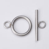 304 Stainless Steel Toggle Clasps, Ring, Stainless Steel Color, Ring: 19x14x2mm, Bar: 20x7x2mm, Hole: 3mm, 10Sets/Pack