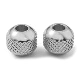 304 Stainless Steel Beads, Round with Corrugated, Stainless Steel Color, 8x7mm, Hole: 2.5mm, 50pcs/Set