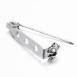 Tarnish Resistant 304 Stainless Steel Brooch Findings Sets, Back Bar Pins, with Hole, Stainless Steel Color, 26.5x4.5x6mm, Pin: 0.5mm, 50pc/Set