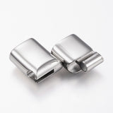 Tarnish Resistant 304 Stainless Steel Magnetic Clasps with Glue-in Ends, Rectangle, Stainless Steel Color, 29x14x8mm, Hole: 6x12mm, 10Set/Set