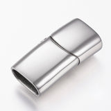 Tarnish Resistant 304 Stainless Steel Magnetic Clasps with Glue-in Ends, Rectangle, Stainless Steel Color, 29x14x8mm, Hole: 6x12mm, 10Set/Set