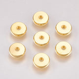 201 Stainless Steel Spacer Beads, Flat Round, Real 18k Gold Plated, 8x2mm, Hole: 2mm, 50pc/Set