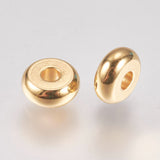 304 Stainless Steel Spacer Beads, Rondelle, Real 18k Gold Plated, 5x2mm, Hole: 1.5mm, 100pcs/Set