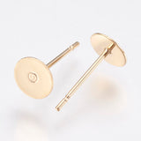 304 Stainless Steel Stud Earring Findings, Real 24K Gold Plated, 12x6mm, Pin: 0.68mm, 100pcs/Set