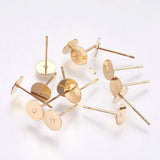 304 Stainless Steel Stud Earring Findings, Real 24K Gold Plated, 12x6mm, Pin: 0.68mm, 100pcs/Set