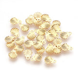 304 Stainless Steel Pendants, Shell, Real 24k Gold Plated, 7.5x5.5x0.5mm, Hole: 0.8mm, 100pcs/Set