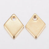 304 Stainless Steel Charms, Rhombus, Golden, 9x7x1mm, Hole: 1.2mm, 10pc/Set