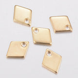 304 Stainless Steel Charms, Rhombus, Golden, 9x7x1mm, Hole: 1.2mm, 10pc/Set
