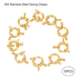 304 Stainless Steel Spring Ring Clasps, Ring, Real 24K Gold Plated, 12.5x4mm, Hole: 2.5mm, 10pc/Set