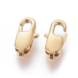 Ion Plating(IP) 304 Stainless Steel Lobster Claw Clasps, Golden, 13x6x3mm, Hole: 1.4mm, 5pc/Set