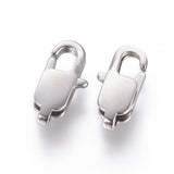 Non-Tarnish 304 Stainless Steel Lobster Claw Clasps, Stainless Steel Color, 13x6x3mm, Hole: 1.4mm, 5pc/Set