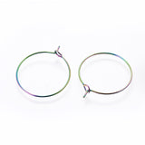 Ion Plating(IP) 304 Stainless Steel Hoop Earring Findings, Wine Glass Charms Findings, Ring, Rainbow Color, 21 Gauge, 25x0.7mm, 10pc/Set