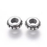 304 Stainless Steel Spacer Beads, Ring, Antique Silver, 6.5x3mm, Hole: 3mm, 10pc/Set