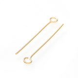 304 Stainless Steel Eye Pins, Real 18k Gold Plated, 25x3mm, Hole: 1.8mm, Pin: 0.7mm, 500pc/Set