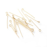 304 Stainless Steel Eye Pins, Real 18k Gold Plated, 25x3mm, Hole: 1.8mm, Pin: 0.7mm, 500pc/Set