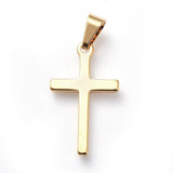 304 Stainless Steel Pendants, Religion Theme, Cross, Golden, 33x19x2mm, Hole: 7x4mm, 10pc/Set