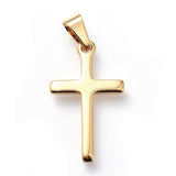 304 Stainless Steel Pendants, Religion Theme, Cross, Golden, 33x19x2mm, Hole: 7x4mm, 10pc/Set