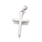 Tarnish Resistant 304 Stainless Steel Pendants, Religion Theme, Cross, Stainless Steel Color, 33x19x2mm, Hole: 7x4mm, 10pc/Set