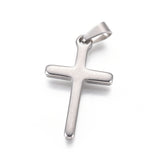 Tarnish Resistant 304 Stainless Steel Pendants, Religion Theme, Cross, Stainless Steel Color, 33x19x2mm, Hole: 7x4mm, 10pc/Set