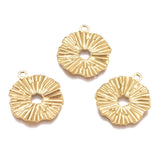 Textured 304 Stainless Steel Pendants, Flower, Hollow, Jewelry Making, for Women, Golden, 21x18x1mm, Hole: 1.8mm, 10pc/Set