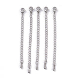 Tarnish Resistant 304 Stainless Steel Chain Extender, with Lobster Claw Clasps and Bead Tips, Stainless Steel Color, 68.5mm, Link: 4x2.8x0.5mm, Clasp: 9.3x6x3mm, 50pc/Set