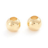 304 Stainless Steel Beads, Hollow Round, Real 18K Gold Plated, 4x3.5mm, Hole: 1.6mm, about 500pcs/bag