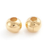 304 Stainless Steel Beads, Hollow Round, Real 18K Gold Plated, 6x5mm, Hole: 2.2mm, 200pcs/bag