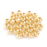 304 Stainless Steel Beads, Hollow Round, Real 18K Gold Plated, 6x5mm, Hole: 2.2mm, 200pcs/bag