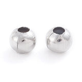 Tarnish Resistant 304 Stainless Steel Beads, Hollow Round, Stainless Steel Color, 3x2.7~3mm, Hole: 1mm, 500pcs/bag