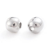 304 Stainless Steel Beads, Hollow Round, Stainless Steel Color, 2x2mm, Hole: 0.8mm, about 500pcs/bag