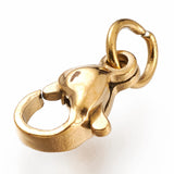 Ion Plating(IP) 304 Stainless Steel Lobster Claw Clasps, With Jump Ring, Golden, 10x7x3mm, Hole: 3.2mm, Jump Ring: 5x0.6mm, 100pc/Set