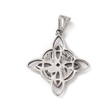 304 Stainless Steel Manual Polishing Pendants, Witch Knot Charms, Antique Silver, 38x34x2.5mm, Hole: 4x9mm, 5pc/Set