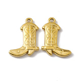 PVD Vacuum Plating 304 Stainless Steel Pendants, Boot Charms, Golden, 26x19x3mm, Hole: 2mm, 20pc/Set