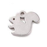 Non-Tarnish 304 Stainless Steel Charms, Squirrel Charms, Stainless Steel Color, 8x9.5x1mm, Hole: 1mm, 30pc/Set