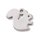 Non-Tarnish 304 Stainless Steel Charms, Squirrel Charms, Stainless Steel Color, 8x9.5x1mm, Hole: 1mm, 30pc/Set