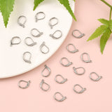 France Earring Hoop, 304 Stainless Steel, Leverback Earring Findings, Stainless Steel Color, 15x10x2mm, Hole: 1.5mm, 100pcs/Set