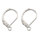 France Earring Hoop, 304 Stainless Steel, Leverback Earring Findings, Stainless Steel Color, 15x10x2mm, Hole: 1.5mm, 100pcs/Set