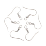 Tarnish Resistant 304 Stainless Steel Earring Hooks, Ear Wire, with Horizontal Loop, Stainless Steel Color, 20x19x3mm, Hole: 2mm, 21 Gauge, Pin: 0.7mm, 500pc/Set