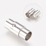 Tarnish Resistant 304 Stainless Steel Locking Tube Magnetic Clasps, Column Magnetic Closure, Stainless Steel Color, 18x8mm, 10pc/Set