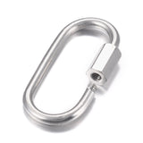 Tarnish Resistant 304 Stainless Steel Screw Carabiner Lock Charms, for Necklaces Making, Oval, Stainless Steel Color, 21x11x4mm, Screw: 7x4mm, 10pc/Set