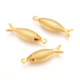 304 Stainless Steel Pendant, Fish, Golden, 21x6x2.5mm, Hole: 1.5mm, 10pc/Set